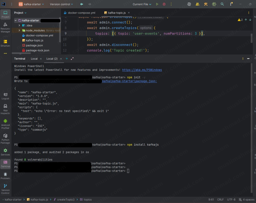 kafka-starter-12-npm-init-npm-install-kafkajs