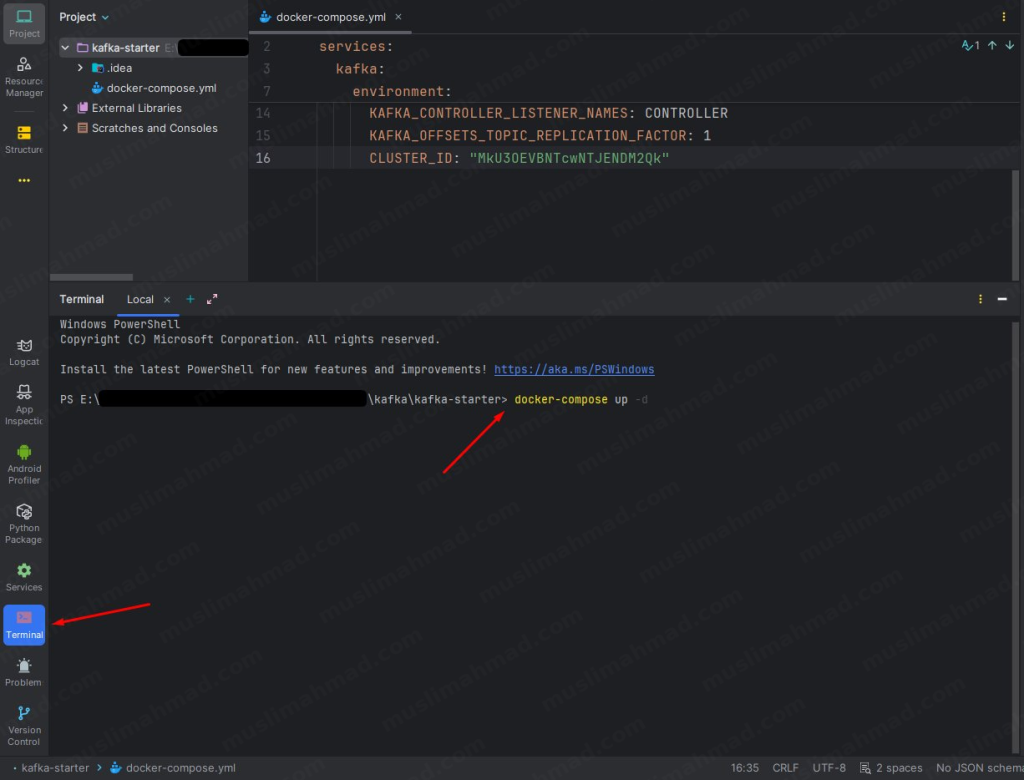 kafka-starter-9-terninal-open-write-docker-up-command