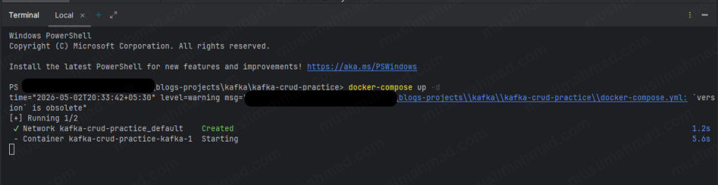 kafka-vs-database-6-docker-up-running-in-terminal